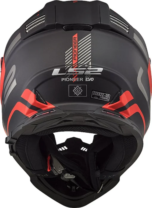 LS2 MX436 Pioneer Evo Adventurer Matt Black Red Helmet 3