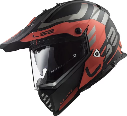 LS2 MX436 Pioneer Evo Adventurer Matt Black Red Helmet 4