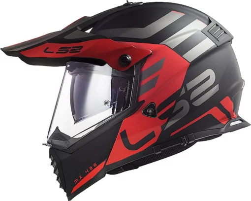 LS2 MX436 Pioneer Evo Adventurer Matt Black Red Helmet