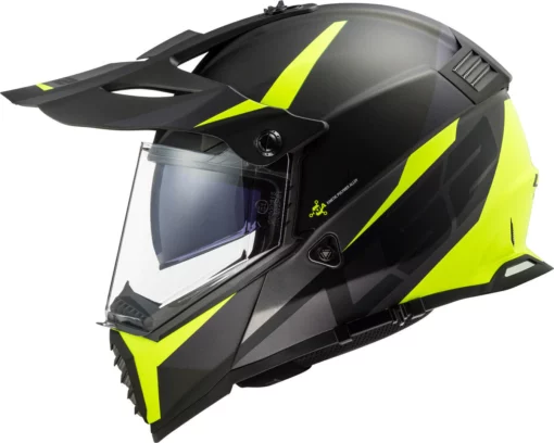 LS2 MX436 Pioneer Evo Router Gloss Black Fluorescent Yellow Dual Sport Helmet 3