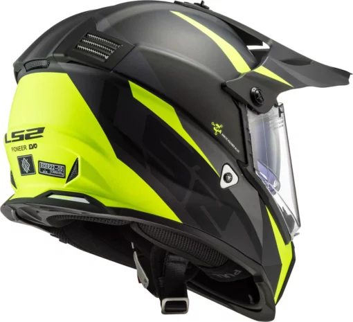LS2 MX436 Pioneer Evo Router Gloss Black Fluorescent Yellow Dual Sport Helmet 5