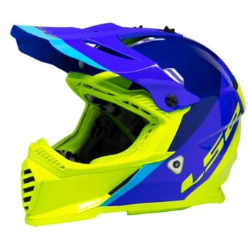 LS2 MX437 FAST EVO Launch Gloss Blue HI Viz Helmet