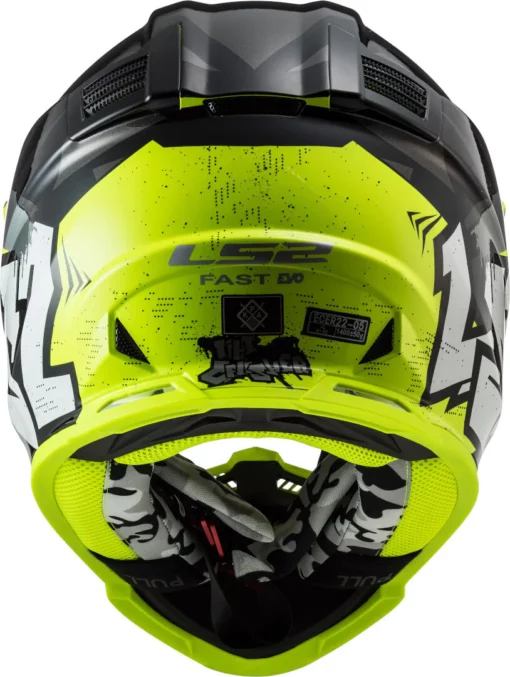 LS2 MX437 Fast Evo Crusher Matt Black Hi Viz Yellow Helmet 3
