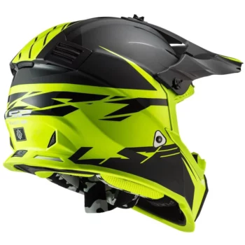 LS2 MX437 Fast Evo Roar Matt Black Gloss Hi Viz Yellow Helmet 2