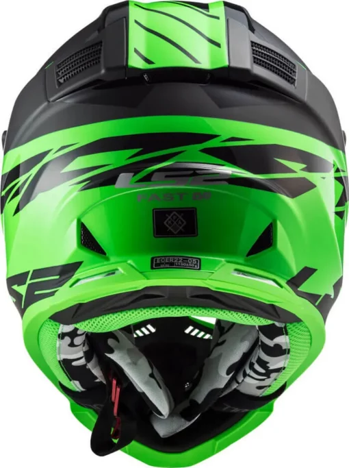 LS2 MX437 Fast Evo Roar Matt Gloss Black Green Helmet 2