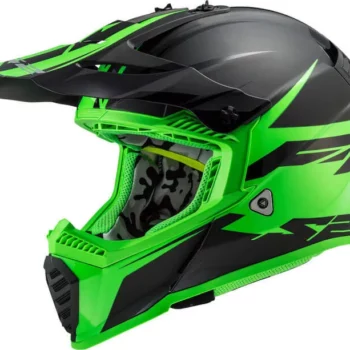 LS2 MX437 Fast Evo Roar Matt Gloss Black Green Helmet