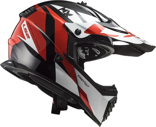 LS2 MX437 Fast Evo Strike Gloss Black White Red Helmet 2