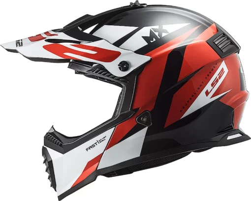 LS2 MX437 Fast Evo Strike Gloss Black White Red Helmet 3