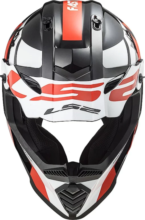 LS2 MX437 Fast Evo Strike Gloss Black White Red Helmet 4