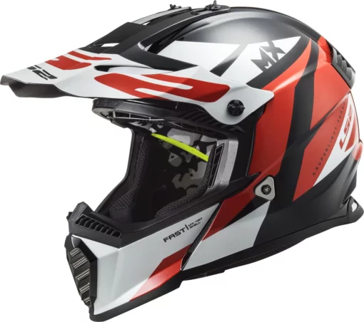 LS2 MX437 Fast Evo Strike Gloss Black White Red Helmet