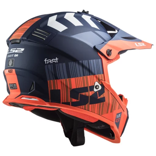 LS2 MX437 Fast Evo Xcode Matt Fluro Orange Blue Helmet 2