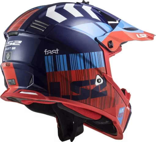 LS2 MX437 Fast Evo Xcode Matt Red Blue Helmet 2