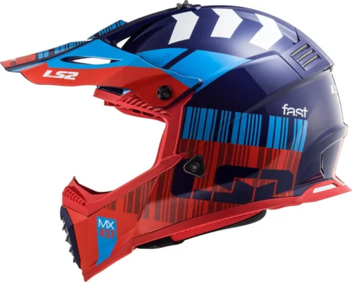 LS2 MX437 Fast Evo Xcode Matt Red Blue Helmet 3