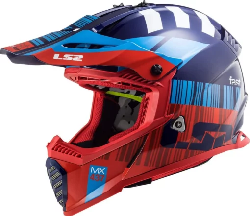 LS2 MX437 Fast Evo Xcode Matt Red Blue Helmet