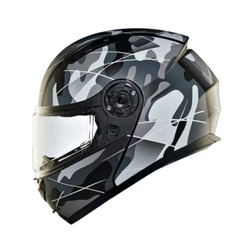 Royal Enfield Lightwing Matt Black Grey Modular Multi Camo Helmet 2