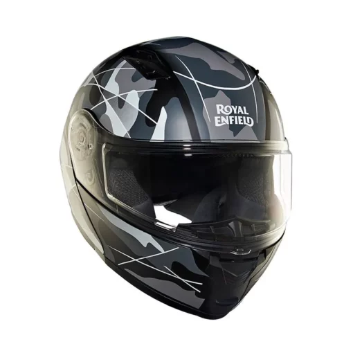 Royal Enfield Lightwing Matt Black Grey Modular Multi Camo Helmet 4