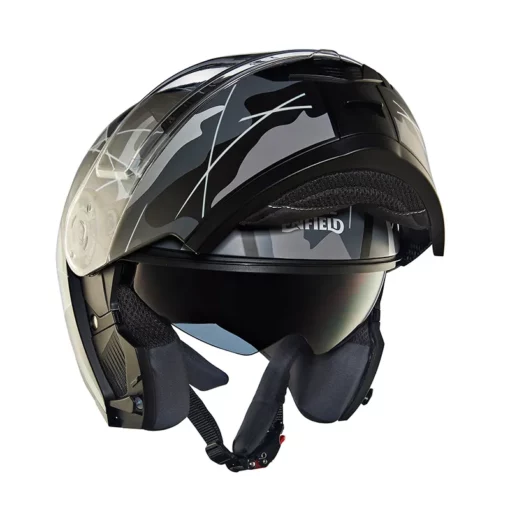 Royal Enfield Lightwing Matt Black Grey Modular Multi Camo Helmet 6