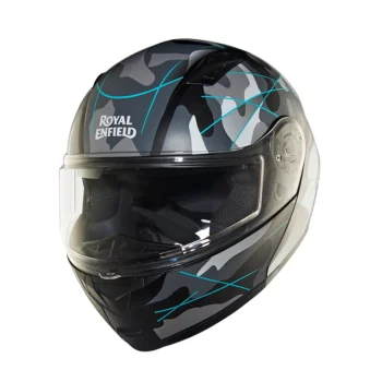 Royal Enfield Lightwing Matt Black Teal Modular Multi Camo Helmet