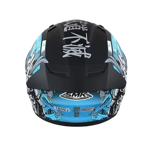 SMK Stellar Sports Samurai Dull Black Blue Grey (MA265) Helmet 3