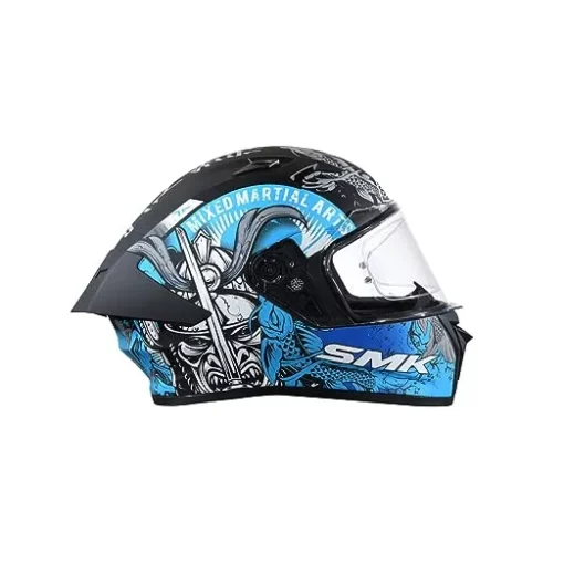 SMK Stellar Sports Samurai Dull Black Blue Grey (MA265) Helmet 4