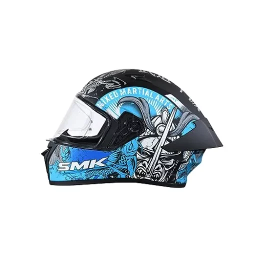 SMK Stellar Sports Samurai Dull Black Blue Grey (MA265) Helmet 5
