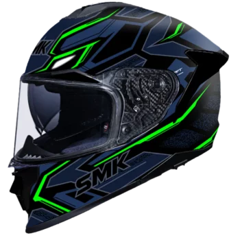 SMK Titan Panther Gloss Black Blue Green GL258 Helmet