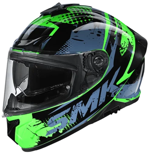 SMK Typhoon Grunge Gloss Green Black Red (GL826) Helmet