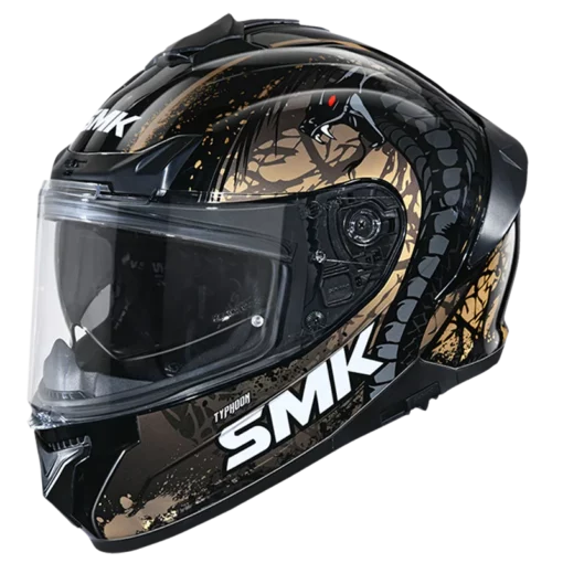 SMK Typhoon Reptile Gloss Black Gold (GL277) Helmet