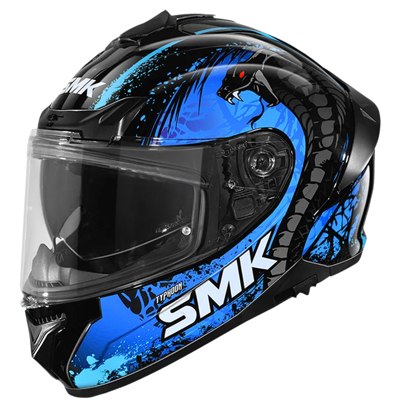 SMK Typhoon Reptile Matt Black Blue (MA255) Helmet