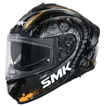 SMK Typhoon Reptile Matt Black Grey Orange (MA267) Helmet