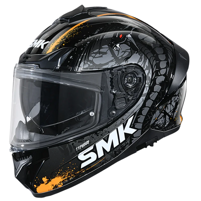 SMK Typhoon Reptile Matt Black Grey Orange (MA267) Helmet
