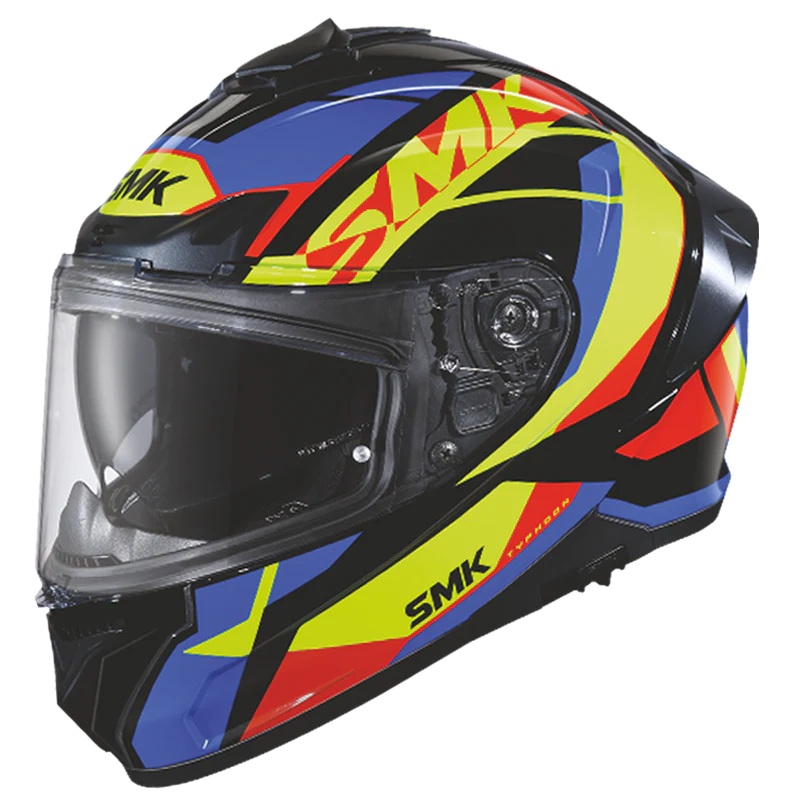SMK Typhoon Style Matt Black Blue Yellow (MA254) Helmet