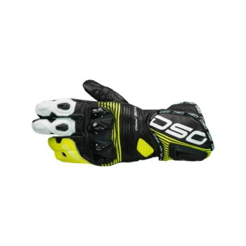DSG Race Pro V1 Black Yellow Fluo White Riding Gloves