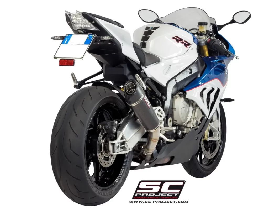 SC Project B20A 34T Conic Muffler Titanium with Carbon fiber End Cap For BMW S 1000RR (2015 2016)