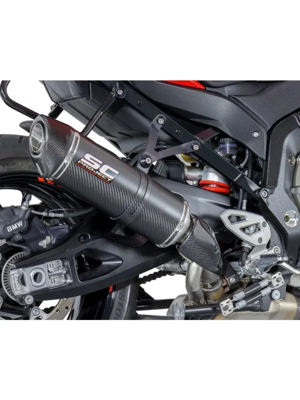 SC Project B23A H01C Oval Muffler High position Carbon Fiber with Carbon fiber End Cap For BMW S 1000XR (2017 2019)