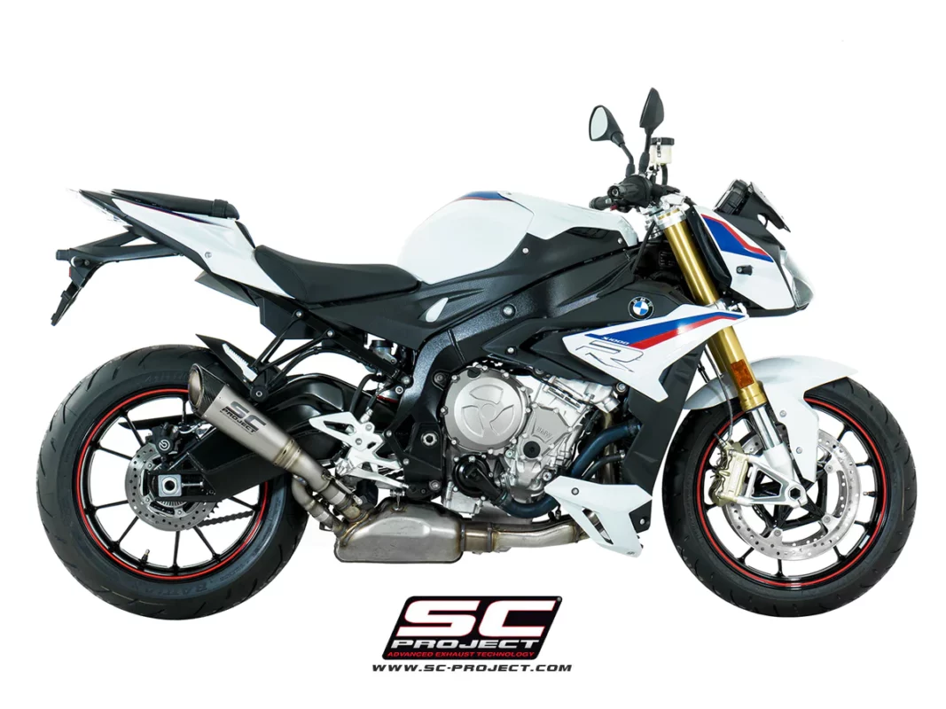 SC Project S1 B27A T41T Muffler Titanium With Carbon fiber End Cap For BMW S 1000R (2017 2020)