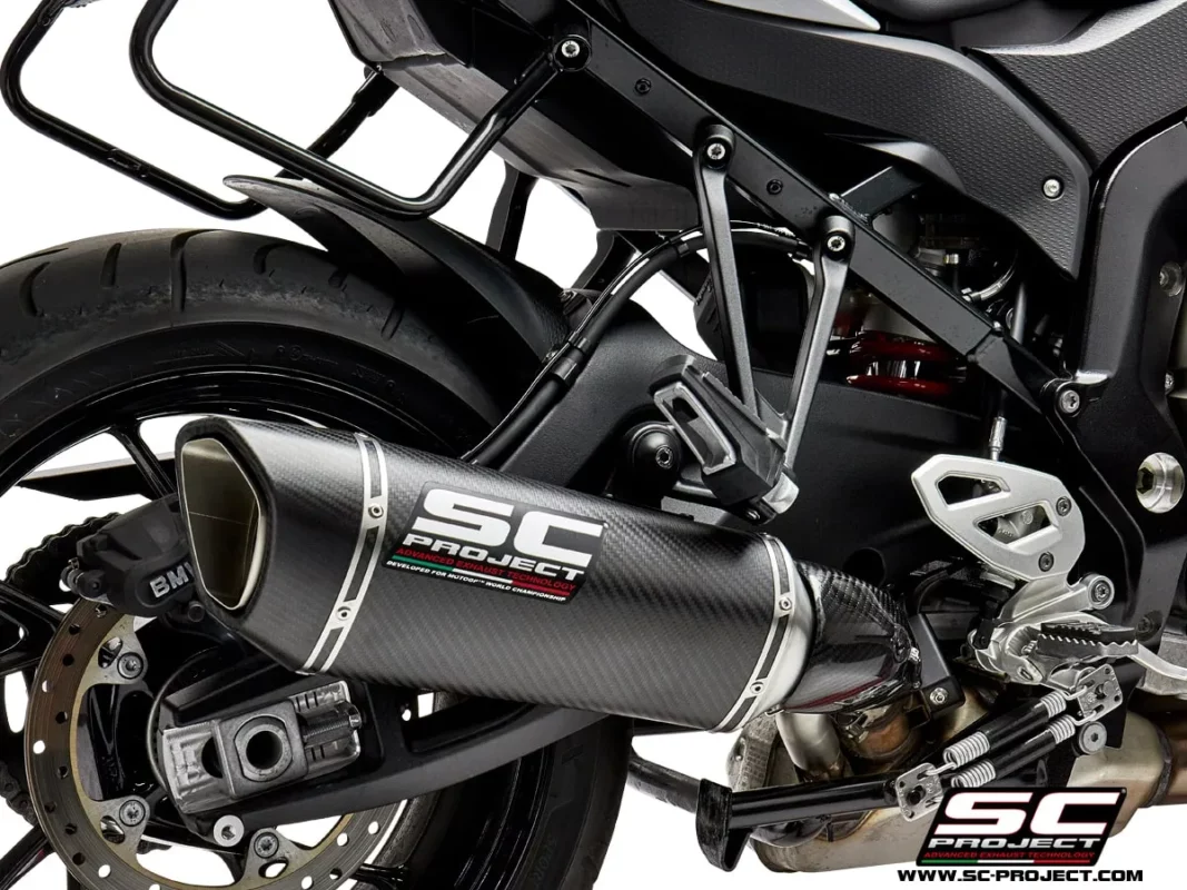 SC Project SC1 R B23A L91C Muffler Low Position Carbon fiber with Carbon fiber end cap For BMW S 1000XR (2017 2019)