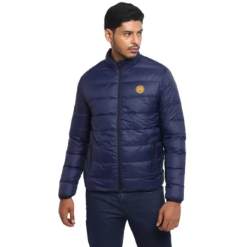 Royal Enfeild Down Quilted Navy Jacket