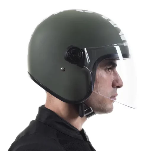 Royal Enfield Mlg Copter Face Long Visor Battle Green Helmet 3
