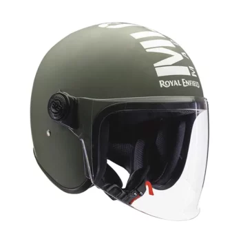 Royal Enfield Mlg Copter Face Long Visor Battle Green Helmet