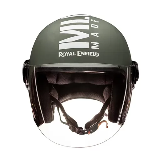 Royal Enfield Mlg Copter Face Long Visor Battle Green Helmet 5