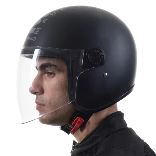 Royal Enfield Mlg Copter Face Long Visor Matt Black Helmet 4
