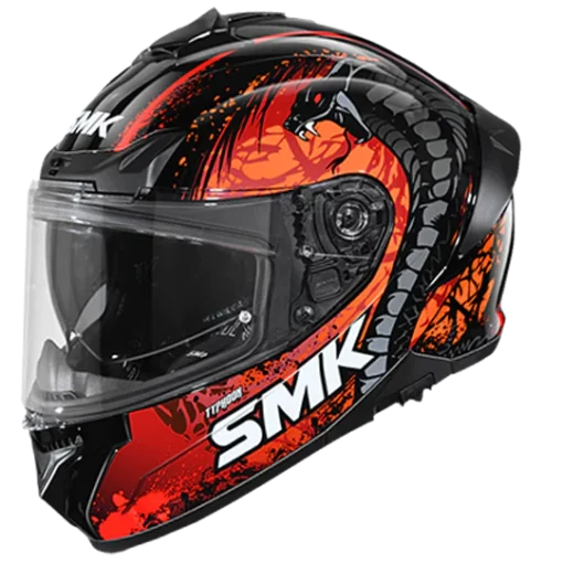 SMK Typhoon Reptile Black Orange Red Matt (MA273) Helmet