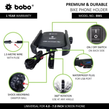 Bobo BM 1 Black Bike Mobile Charger 2