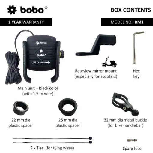 Bobo BM 1 Black Bike Mobile Charger 3