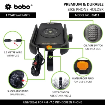 Bobo BM 12 Black Bike Mobile Charger 2