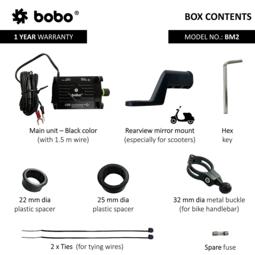 Bobo BM 2 Black Bike Mobile Charger 3