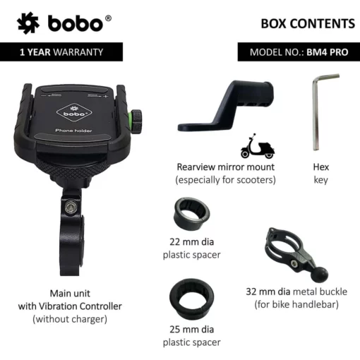 Bobo BM 4 Pro Black Bike Mobile Charger 3