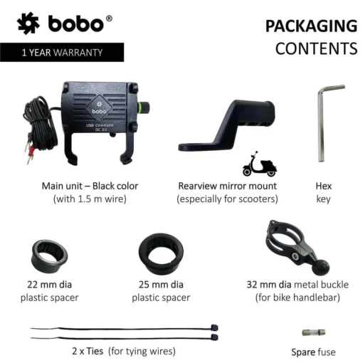 Bobo BM 5 Black Bike Mobile Charger 3