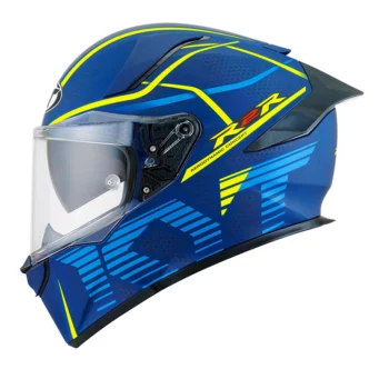 KYT R2R Pro Concept Matt Blue Yellow Helmet 2